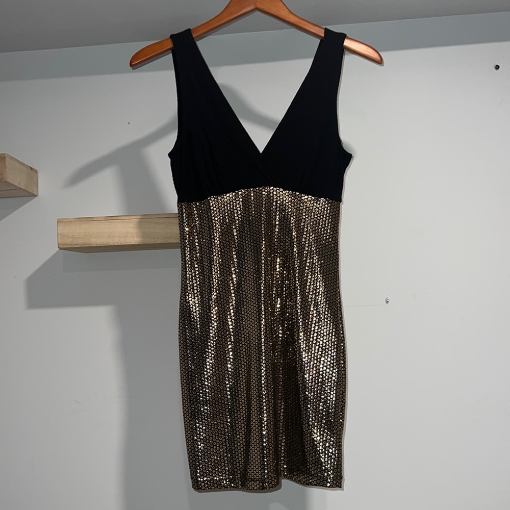Black and gold‎ bodycon dress y2k